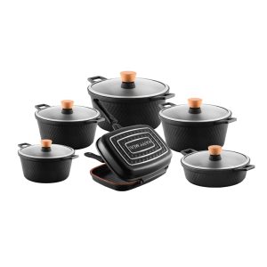 سرویس ۱۲ پارچه بایو گرانیت مشکی مدل وینکس کد ۴۳۱۰